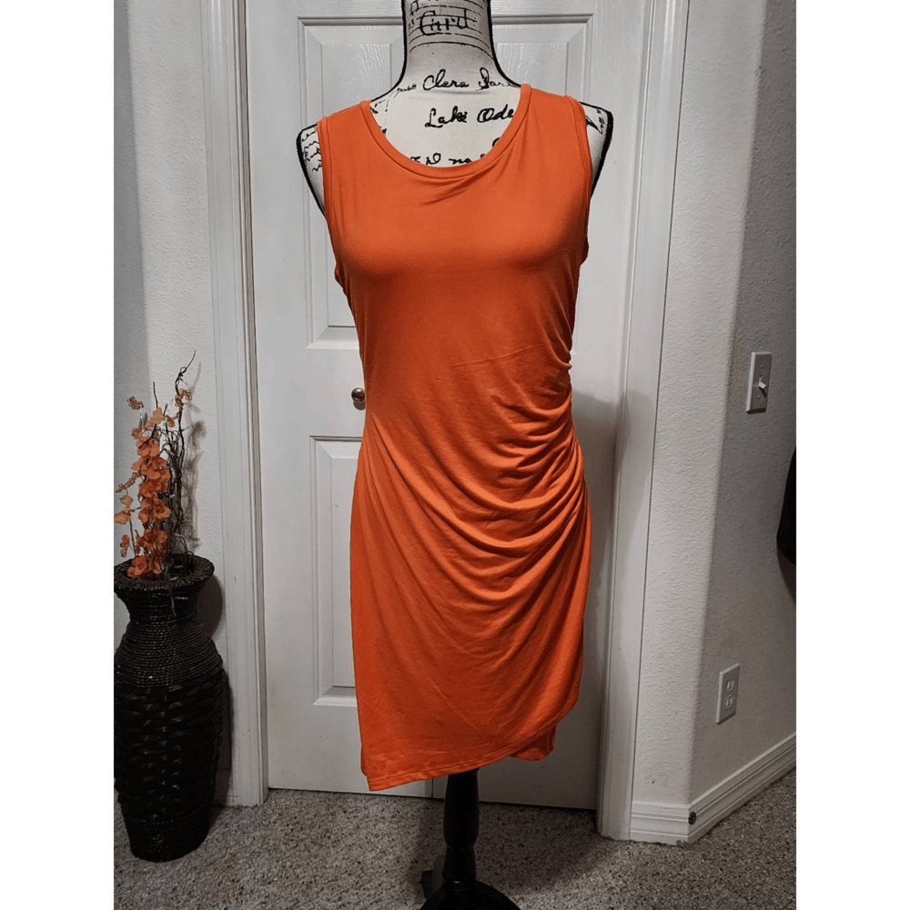 Orange Ruched Tulip Dress